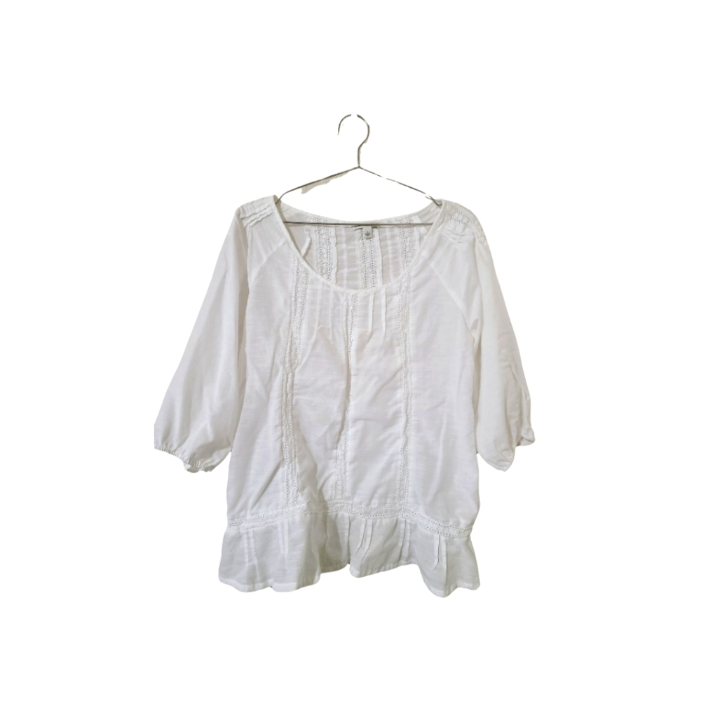Banana Republic White tunic top cotton&lace women's size large